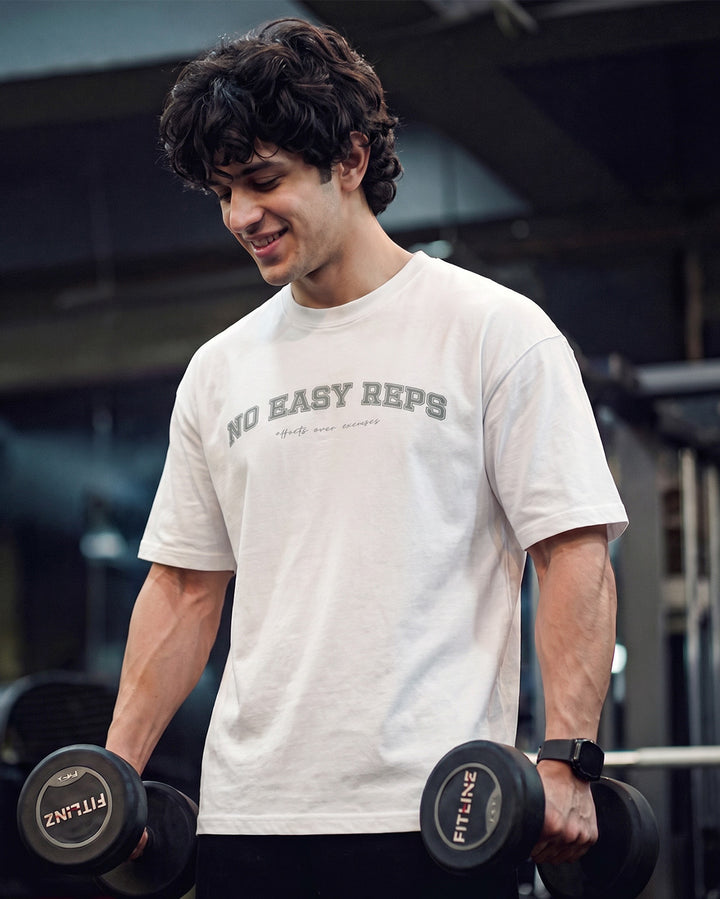 No Easy Reps Oversized T-shirt White