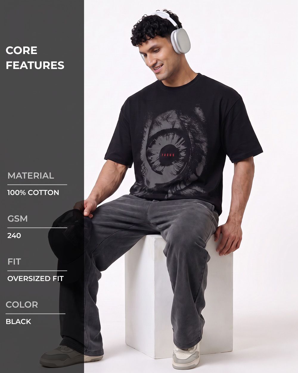 Focus Oversized T-shirts Black