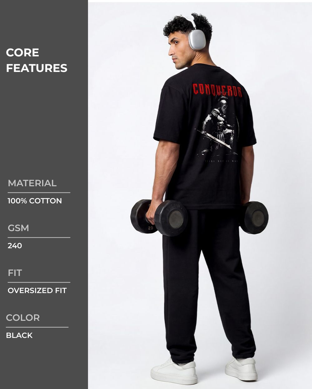 Conqueror Oversized T-shirts Black