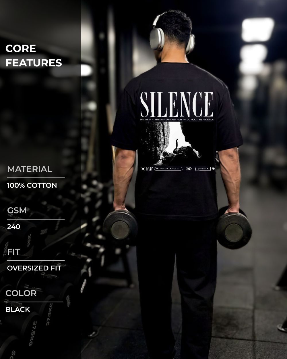 Silence Oversized T-shirts Black